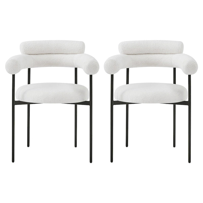 Fauteuils de salle à manger rembourrés avec pieds en métal pour la maison, la cuisine, le salon (lot de 2)