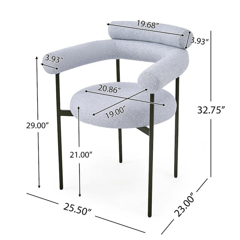 Fauteuils de salle à manger rembourrés avec pieds en métal pour la maison, la cuisine, le salon (lot de 2)