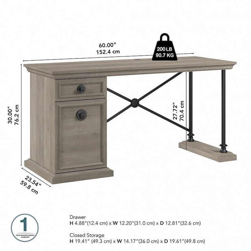 Bureau design Coliseum 60W avec rangement par Bush Furniture