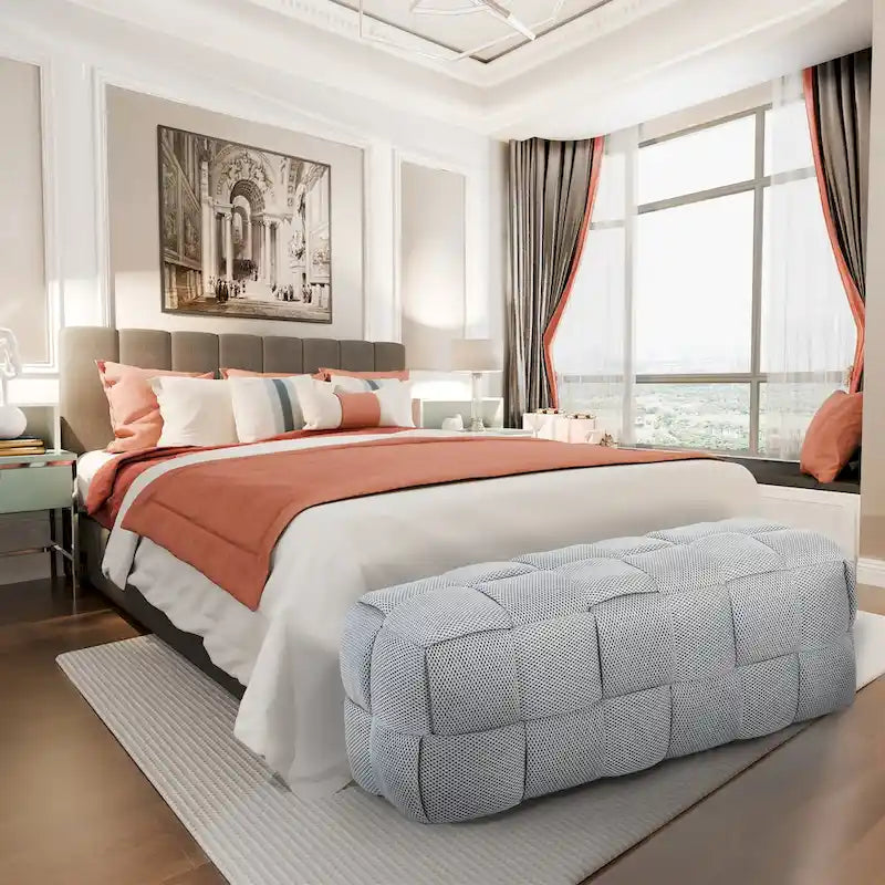 Grand banc ottoman moderne en tissu respirant 3D