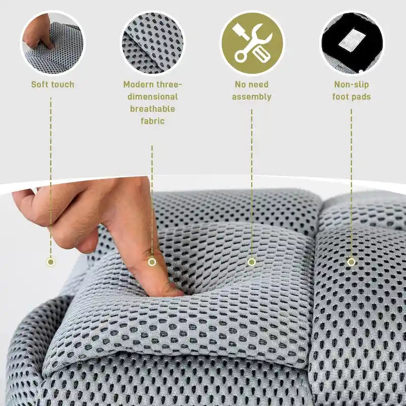 Grand banc ottoman moderne en tissu respirant 3D